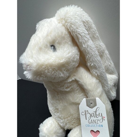 Baby Ganz White Soft Bunny Pellet Bottom Weighted 10" - Picture 2 of 9